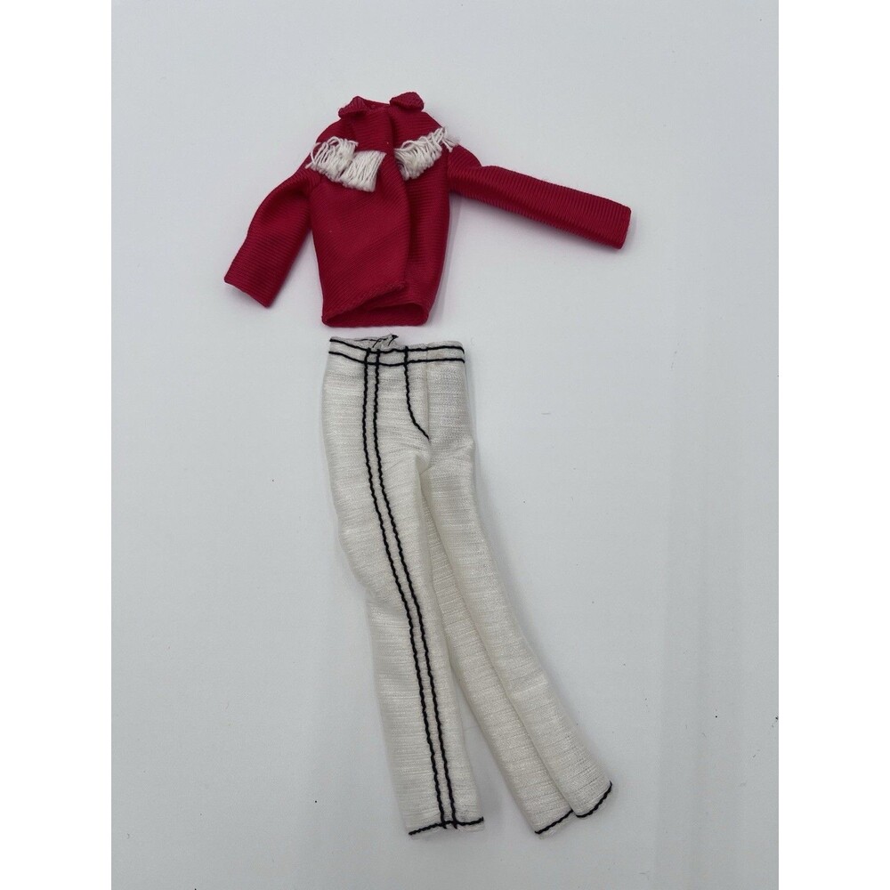 Vintage 1981 Western Skipper Barbie Doll Outfit #5029 Red Fringe Top White Pants